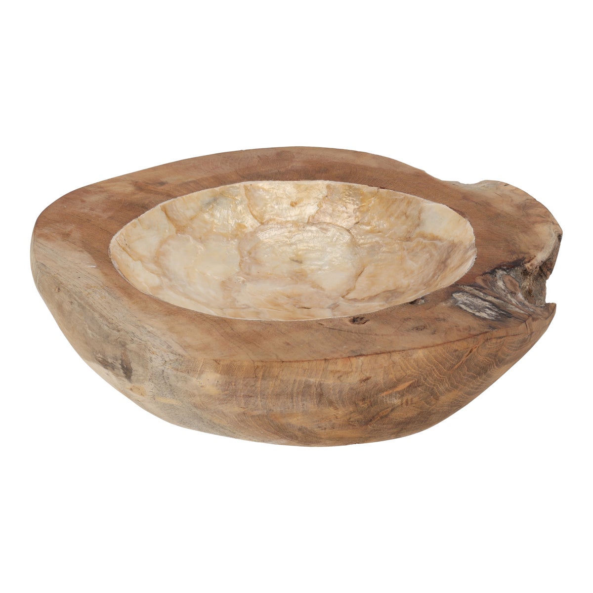 Bowl teak schelpen 27 x 6 cm Bowl teak schelpen 27 x 6 cm
