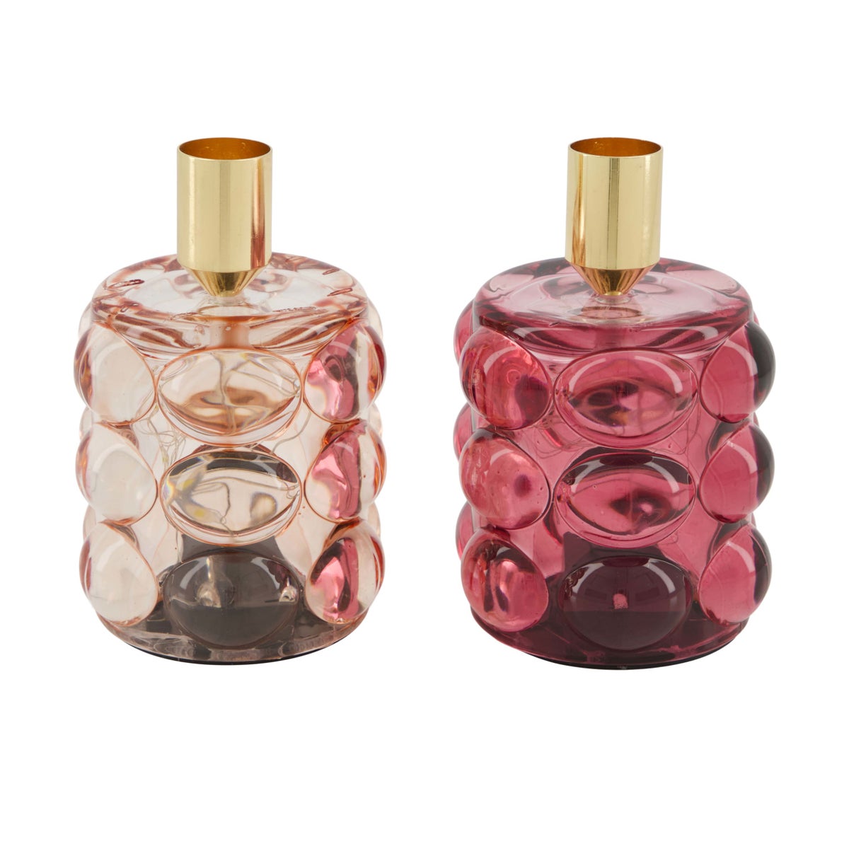 Kaarshouder glas roze 8 x 12 cm 2 assorti Kaarshouder glas roze 8 x 12 cm 2 assorti