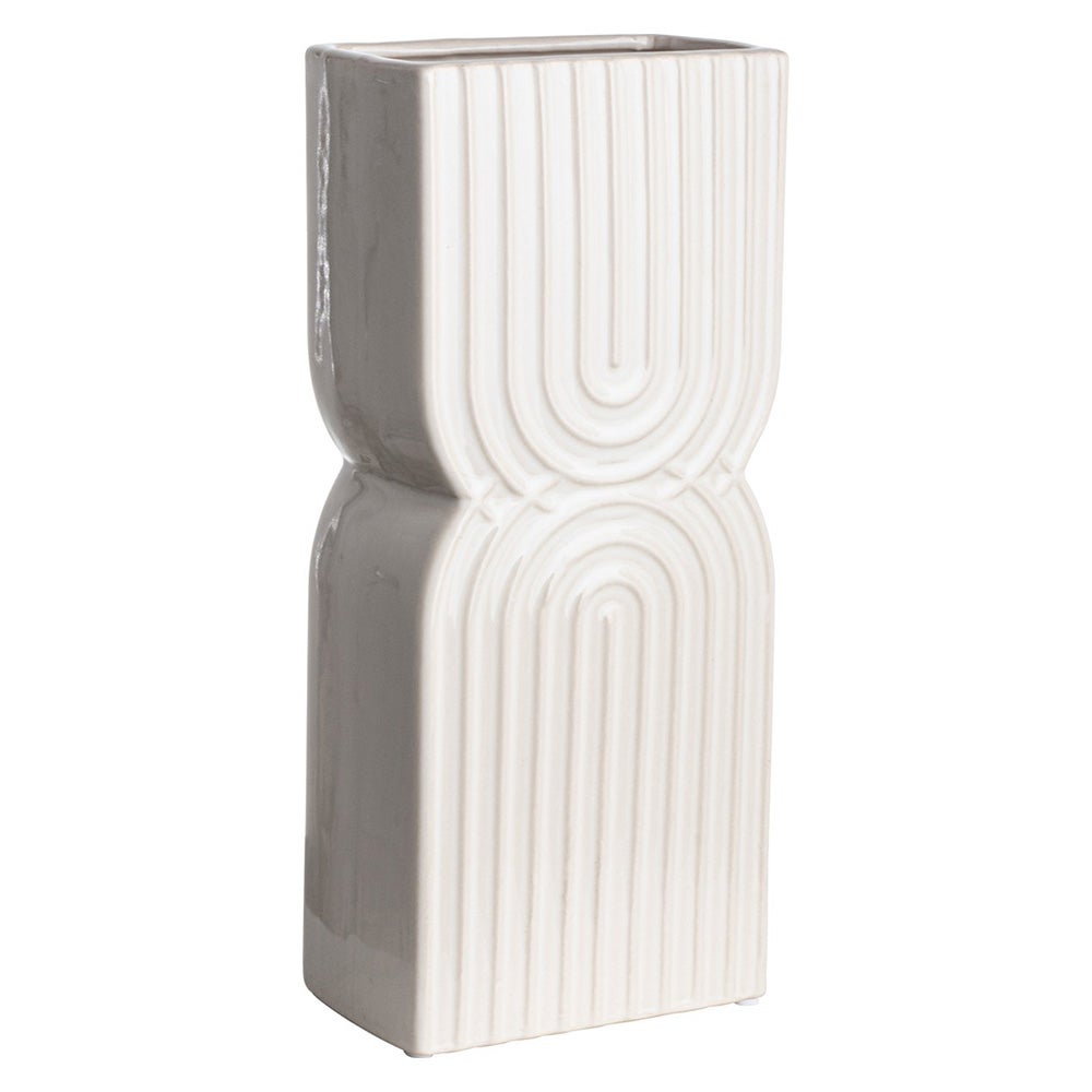 Vaas boog strepen 28 cm wit Vaas boog strepen 28 cm wit