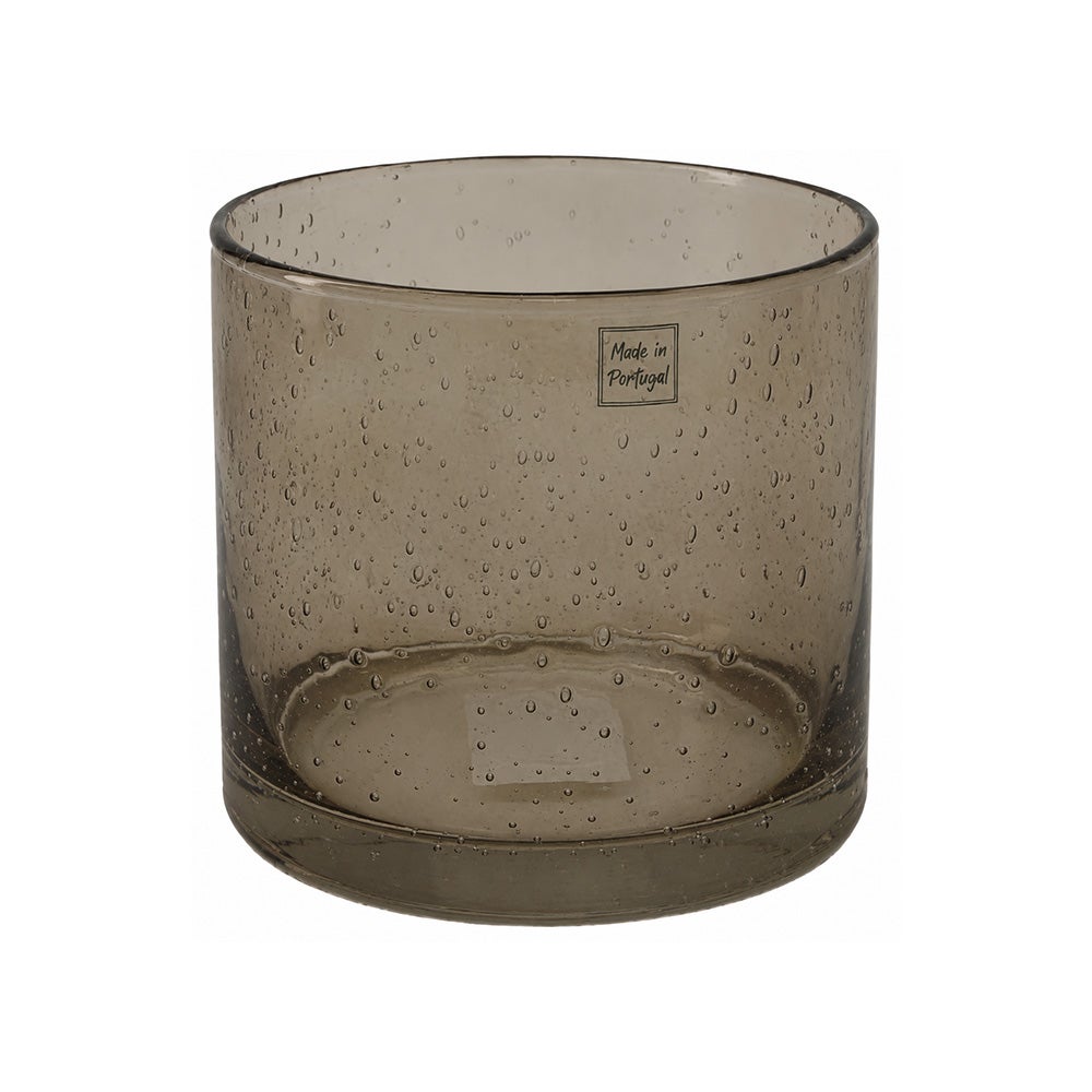 Vaas glas taupe 15x13cm Vaas glas taupe 15x13cm