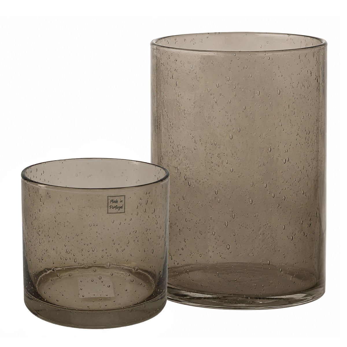 Vaas glas taupe 15x13cm Vaas glas taupe 15x13cm