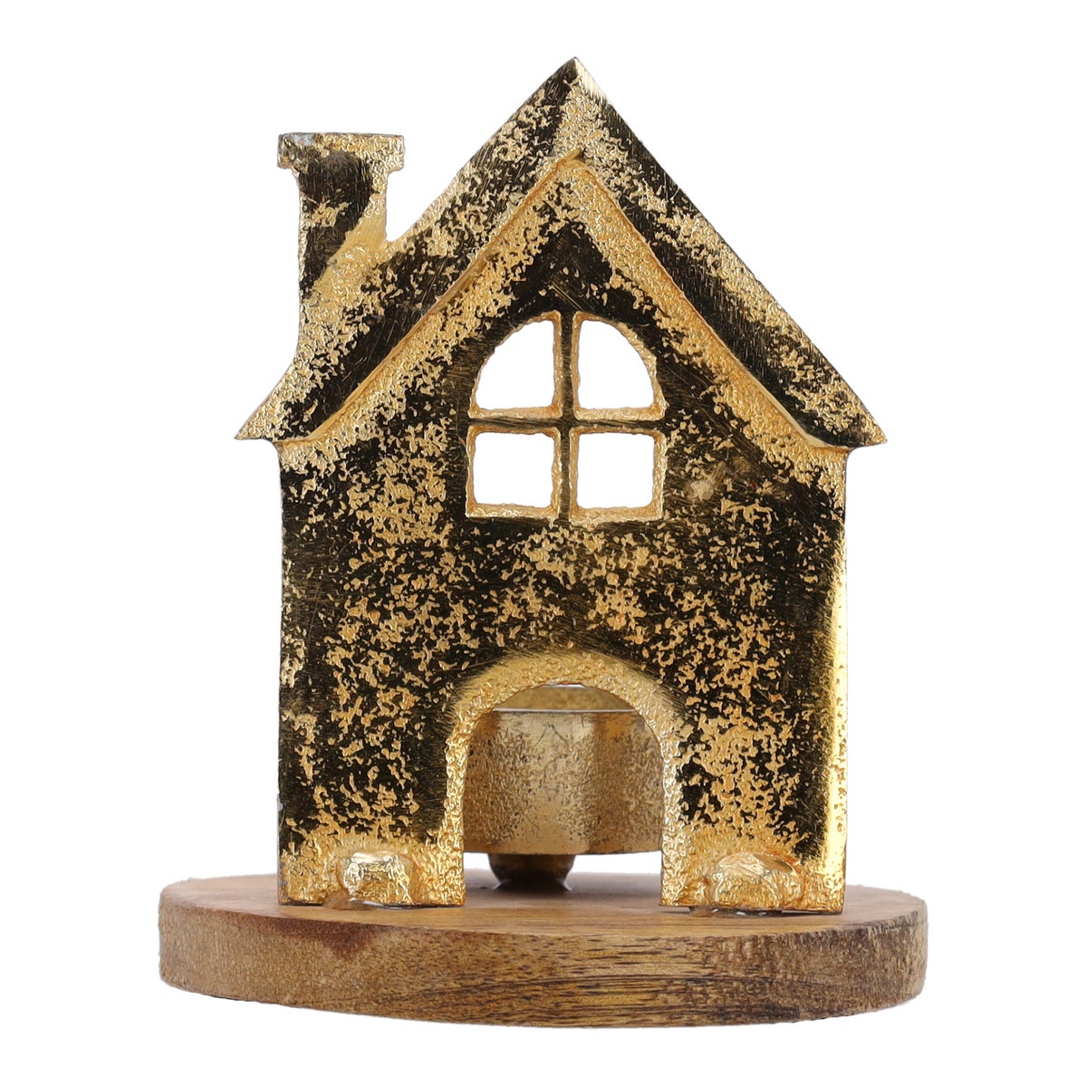Theelichthouder huis mango 13 x 10 cm Theelichthouder huis mango 13 x 10 cm