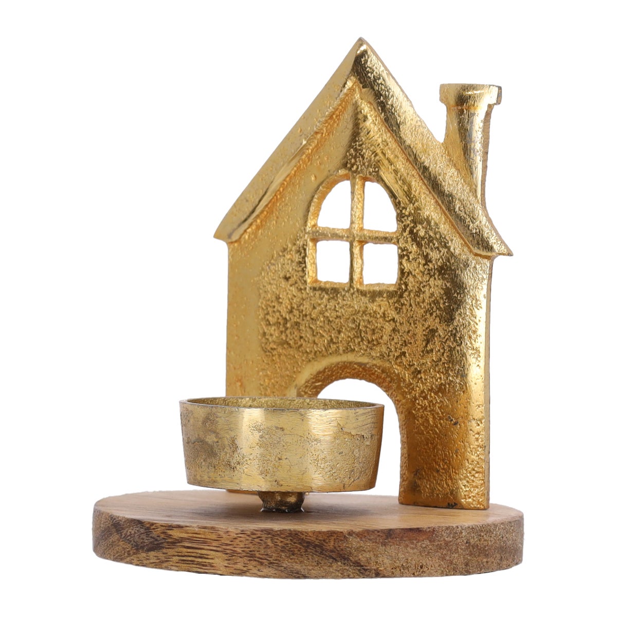 Theelichthouder huis mango 13 x 10 cm Theelichthouder huis mango 13 x 10 cm