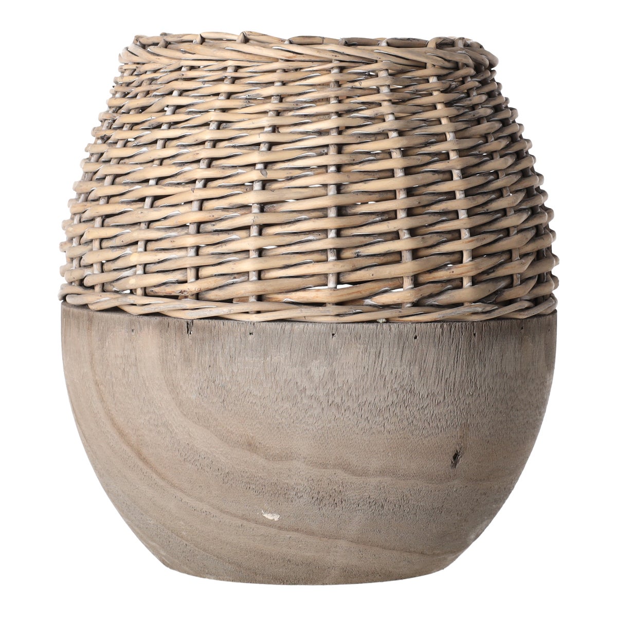 Vaas riet met paulownia grijs 29 x 28 cm Vaas riet met paulownia grijs 29 x 28 cm