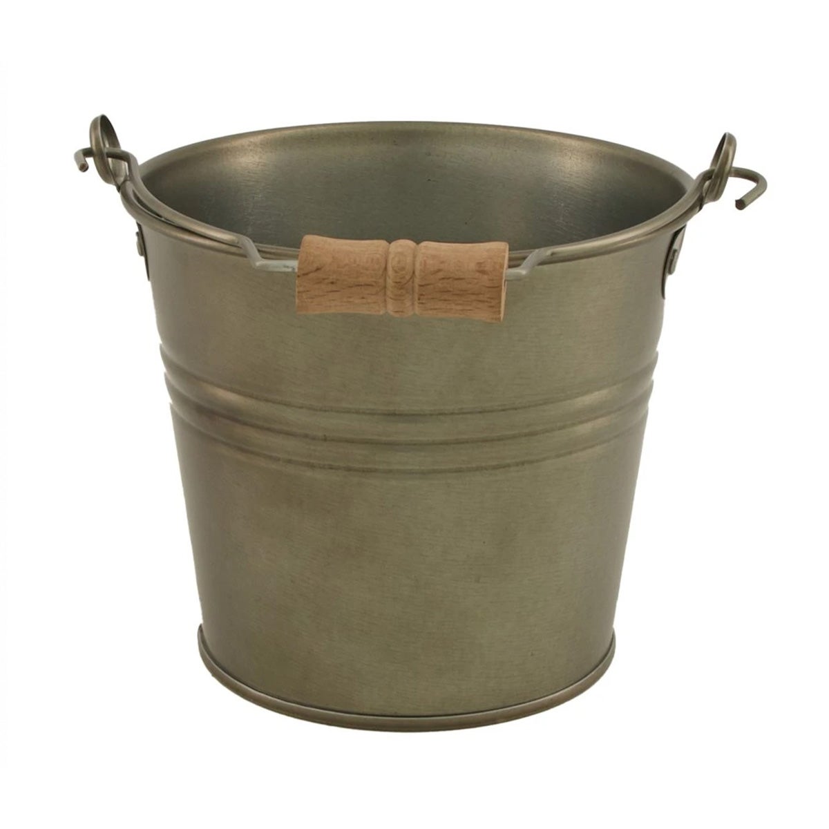 Metalen emmer met handvat oud grijs 17 x 14 cm Metalen emmer met handvat oud grijs 17 x 14 cm