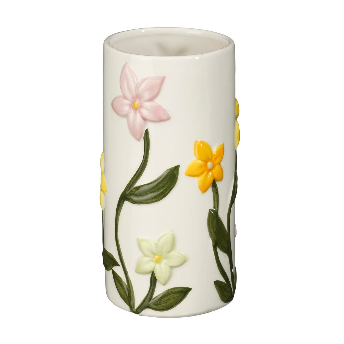 Vaas bloemen wit 17 cm Vaas bloemen wit 17 cm