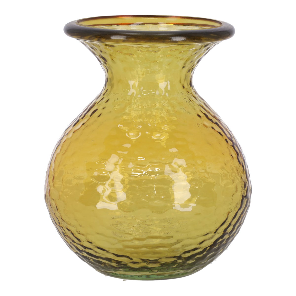 Vaas glas recycle 24cm geel Vaas glas recycle 24cm geel