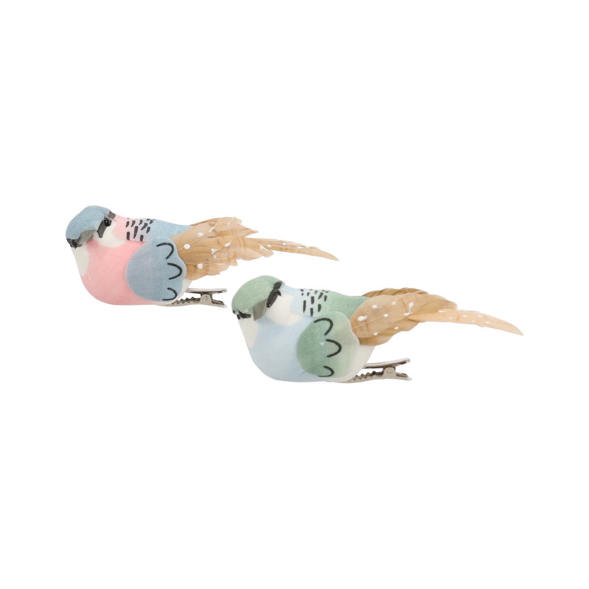 Vogel op clip groen blauw 6 stuks Vogel op clip groen blauw 6 stuks