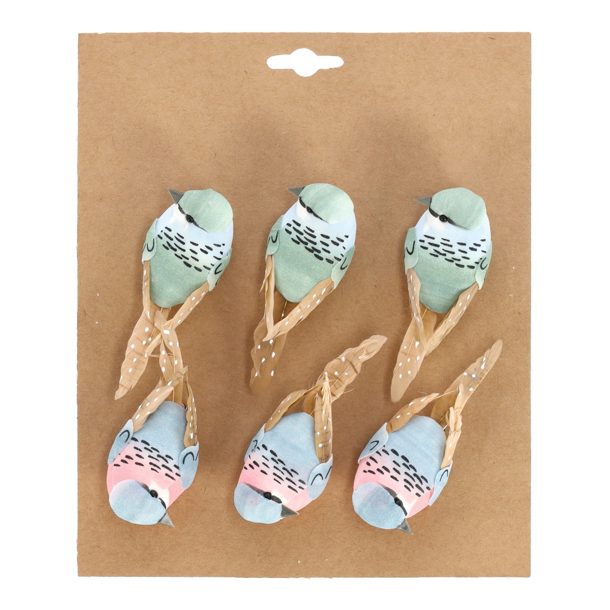 Vogel op clip groen blauw 6st Vogel op clip groen blauw 6st