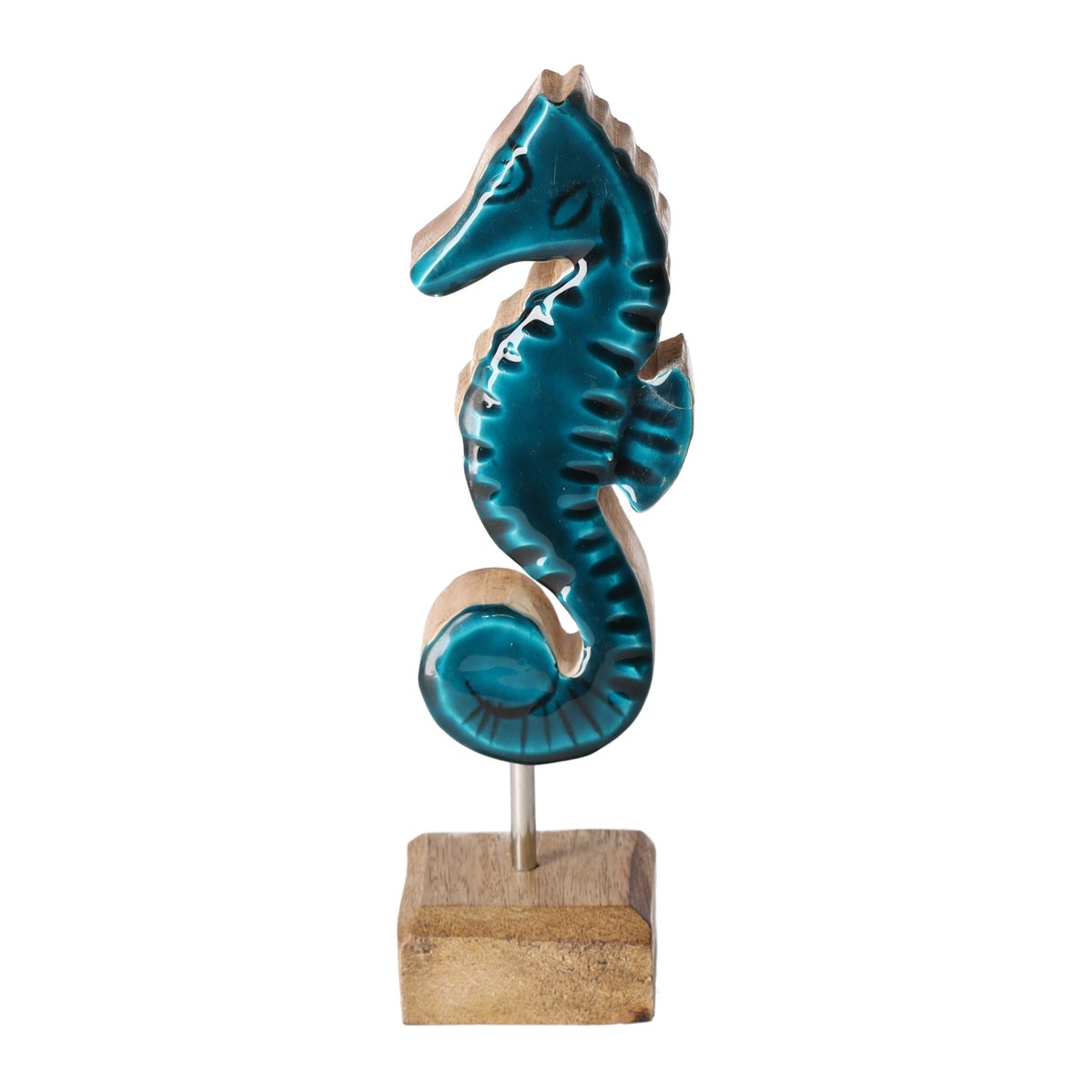 Zeepaard op voet 18 cm blauw Zeepaard op voet 18 cm blauw