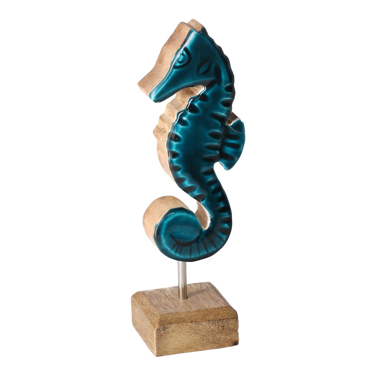 Zeepaard op voet 18 cm blauw Zeepaard op voet 18 cm blauw