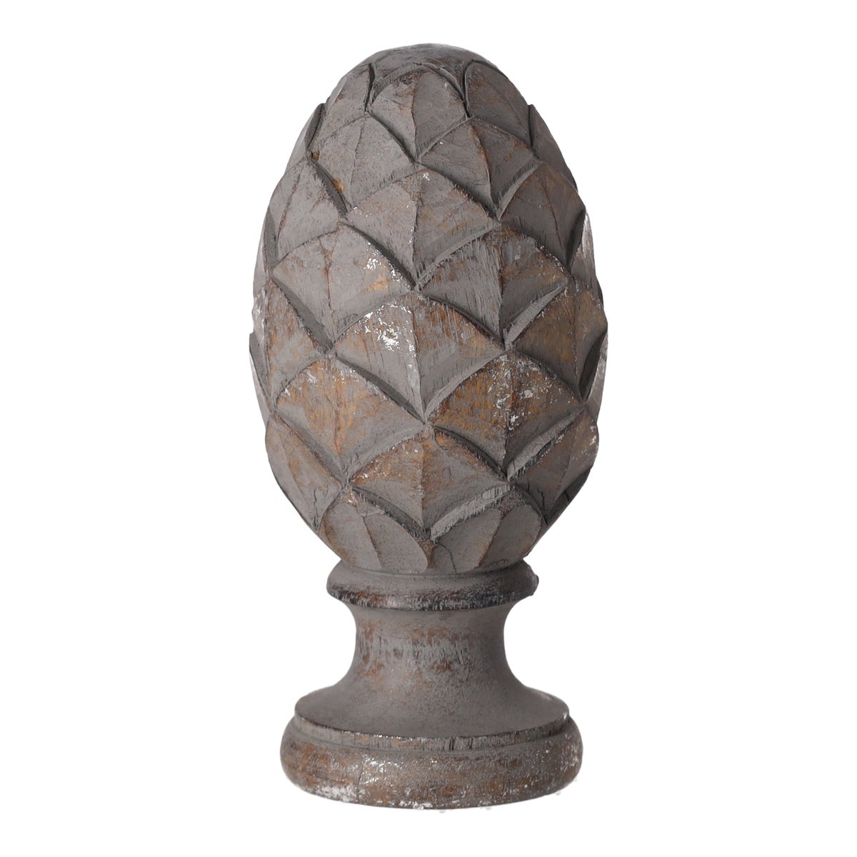 Ornament hout op voet grijs 17 cm Ornament hout op voet grijs 17 cm
