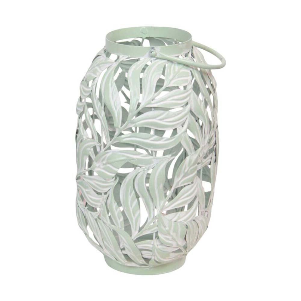 Lantaarn metaal groen blad 41 cm Lantaarn metaal groen blad 41 cm