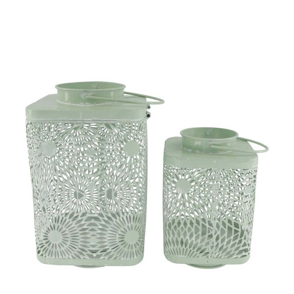 Lantaarn metaal groen 19x19x33 Lantaarn metaal groen 19x19x33