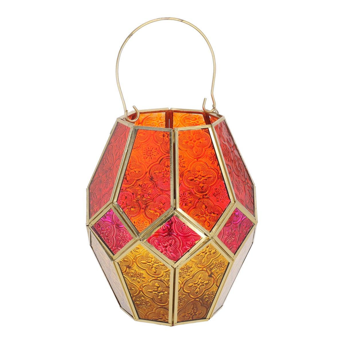 Windlicht glas multi oranje 20 cm Windlicht glas multi oranje 20 cm
