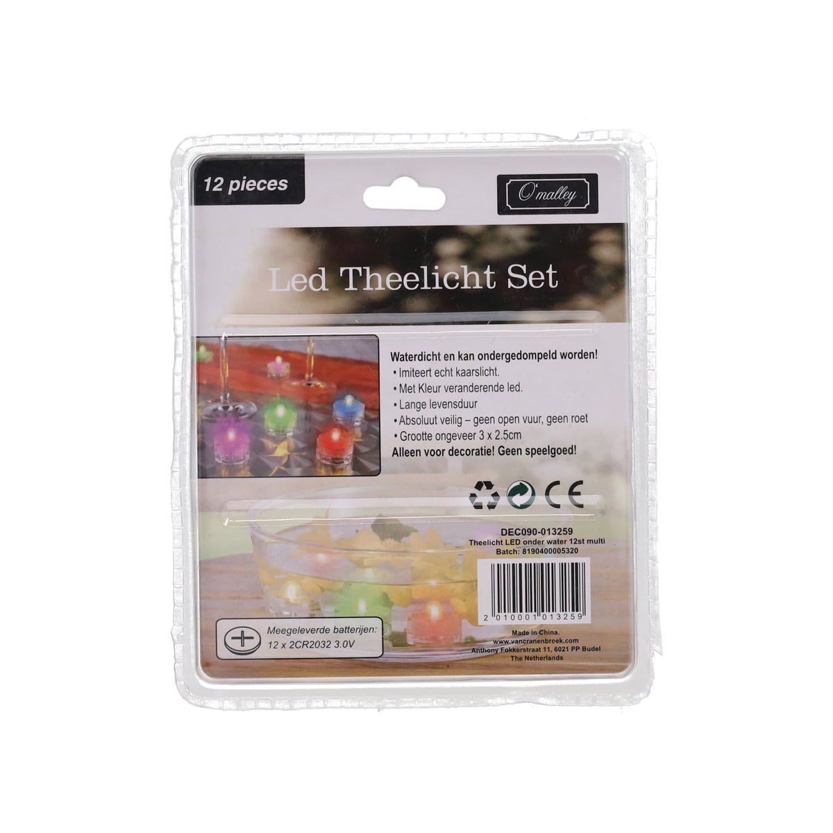 Theelicht LED onder water 12st. multi Theelicht LED onder water 12st. multi