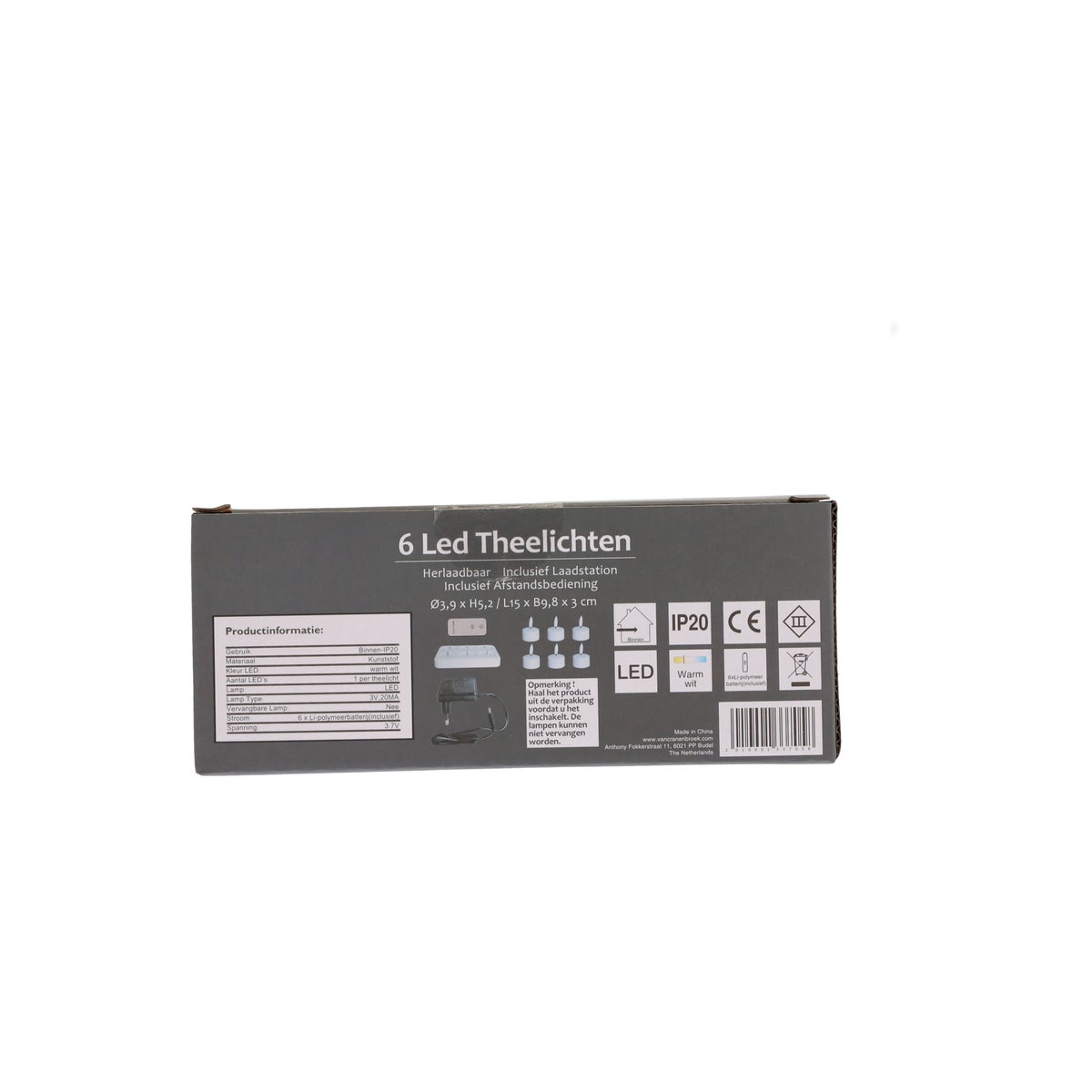 Theelicht LED 6 stuks - warm wit - oplaadbaar Theelicht LED 6 stuks - warm wit - oplaadbaar