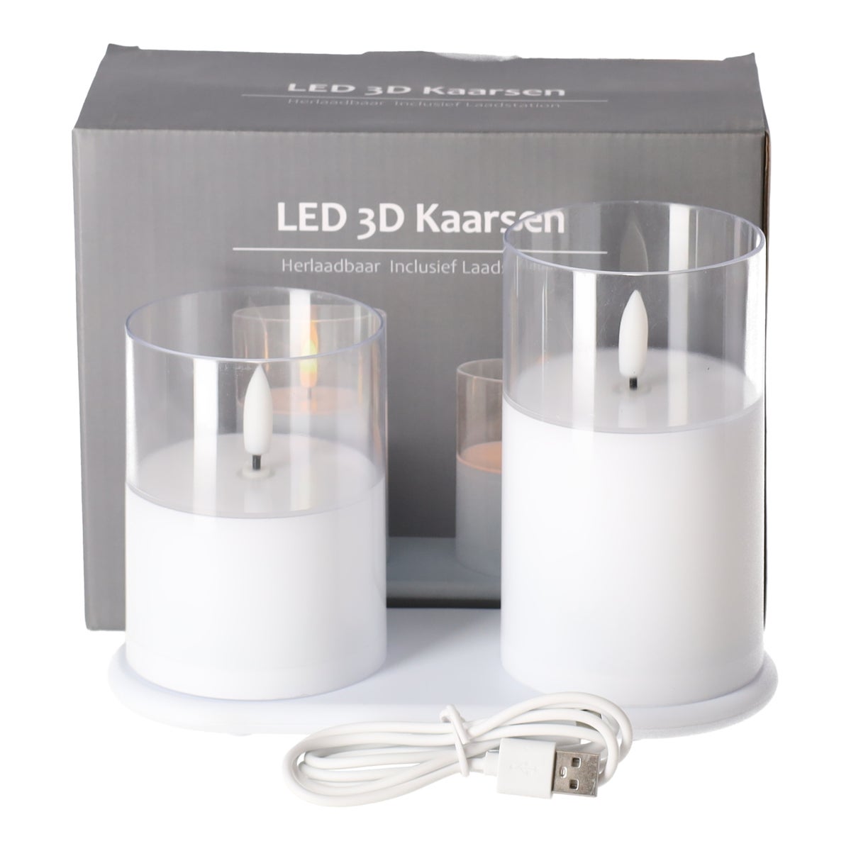 Kaars LED set 2 wit oplaadbaar Kaars LED set 2 wit oplaadbaar