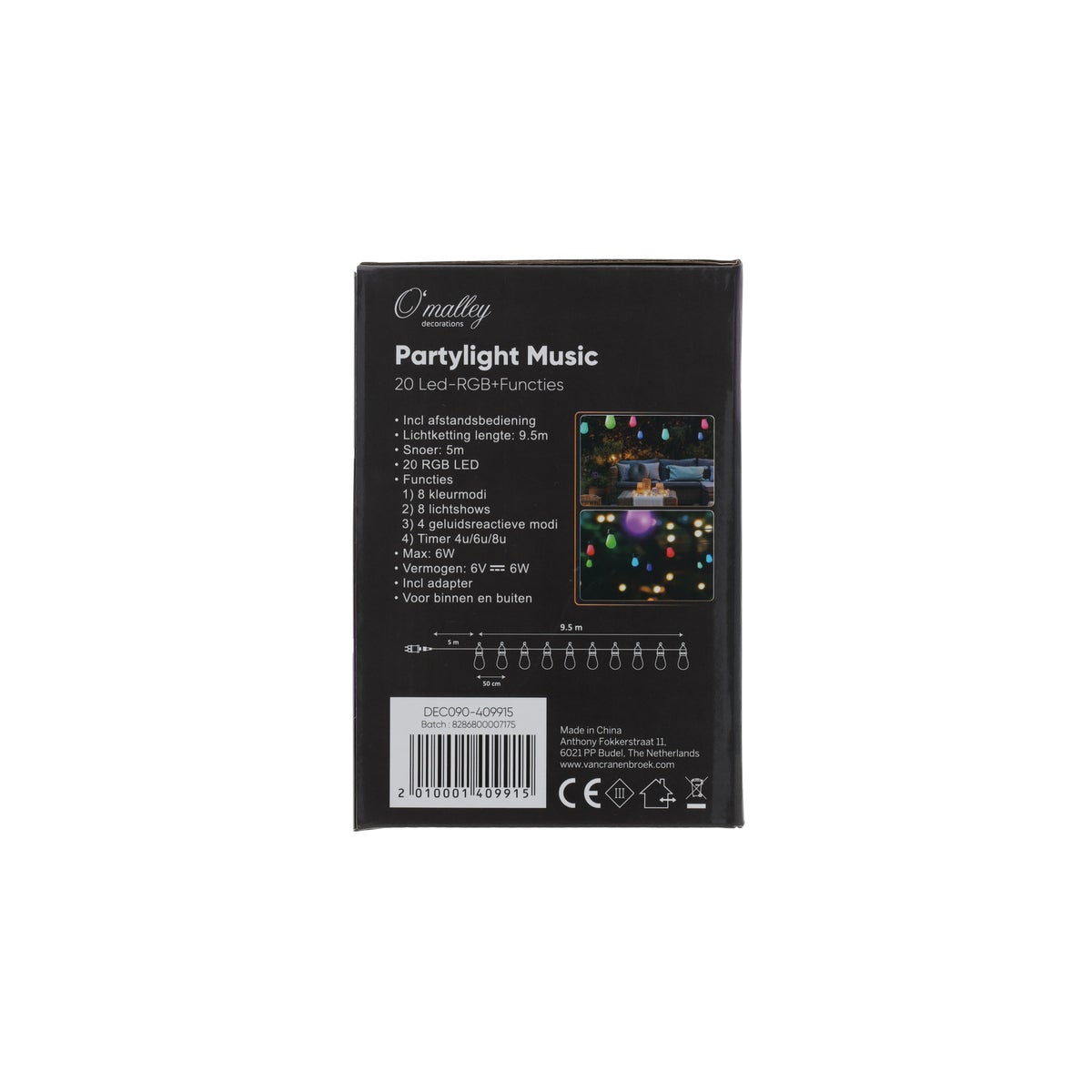 Partylight music 20 LED RGB met functies Partylight music 20 LED RGB met functies