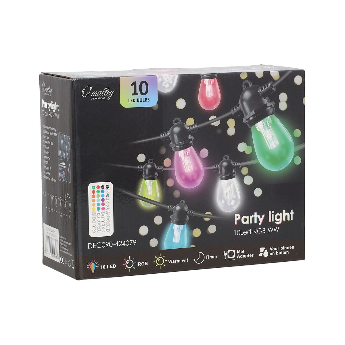 Partylight 10LED regenboog & warm wit Partylight 10LED regenboog & warm wit