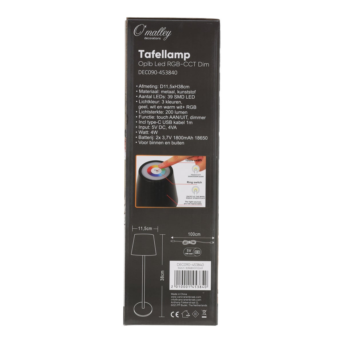 Tafellamp oplaadbaar LED RGB-CCT dim Tafellamp oplaadbaar LED RGB-CCT dim