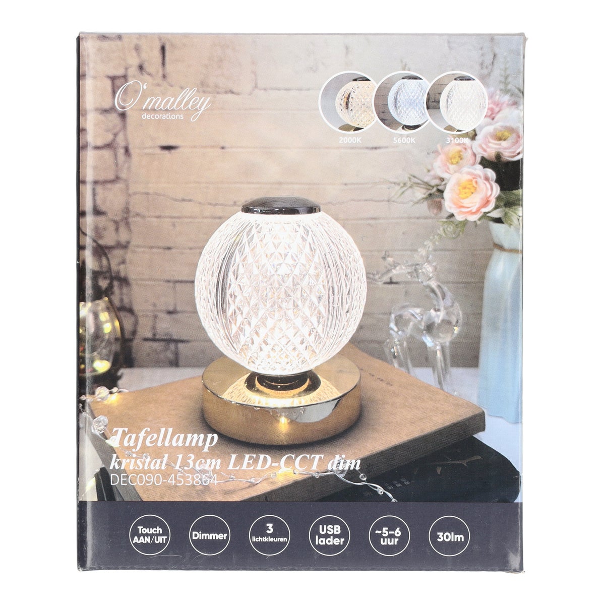 Tafellamp kristal 13 cm LED-CCT dim Tafellamp kristal 13 cm LED-CCT dim