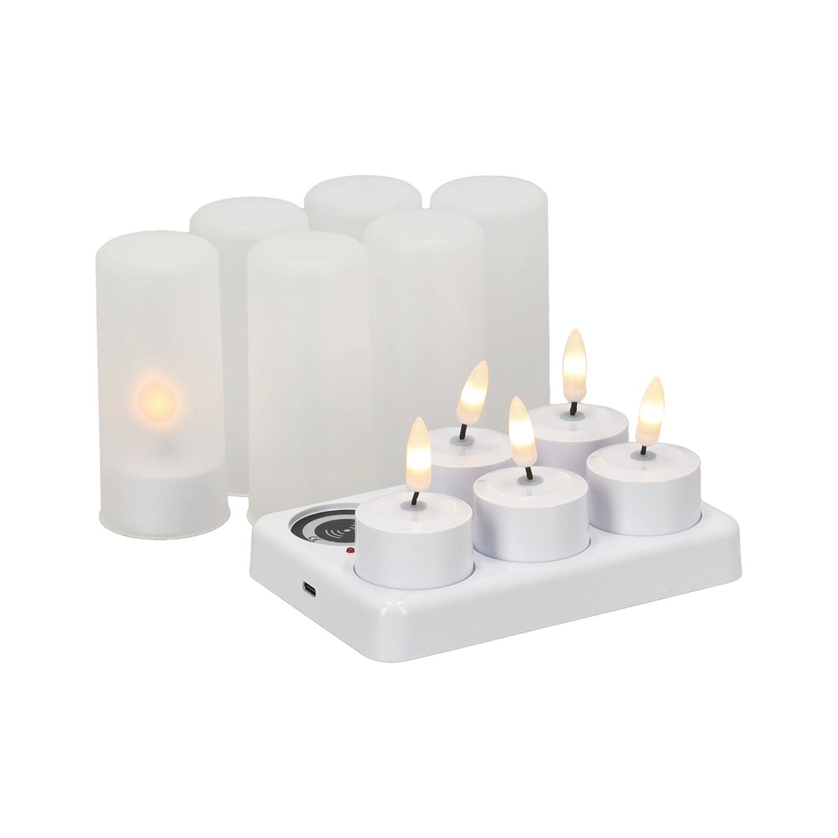 Theelicht 6 stuks vlam oplaadbaar met rc Theelicht 6 stuks vlam oplaadbaar met rc