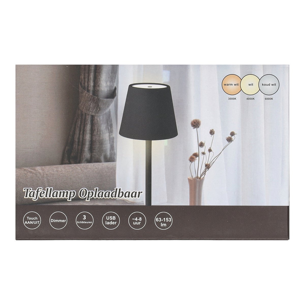 Tafellamp oplaadbaar LED-CCT dim zwart Tafellamp oplaadbaar LED-CCT dim zwart