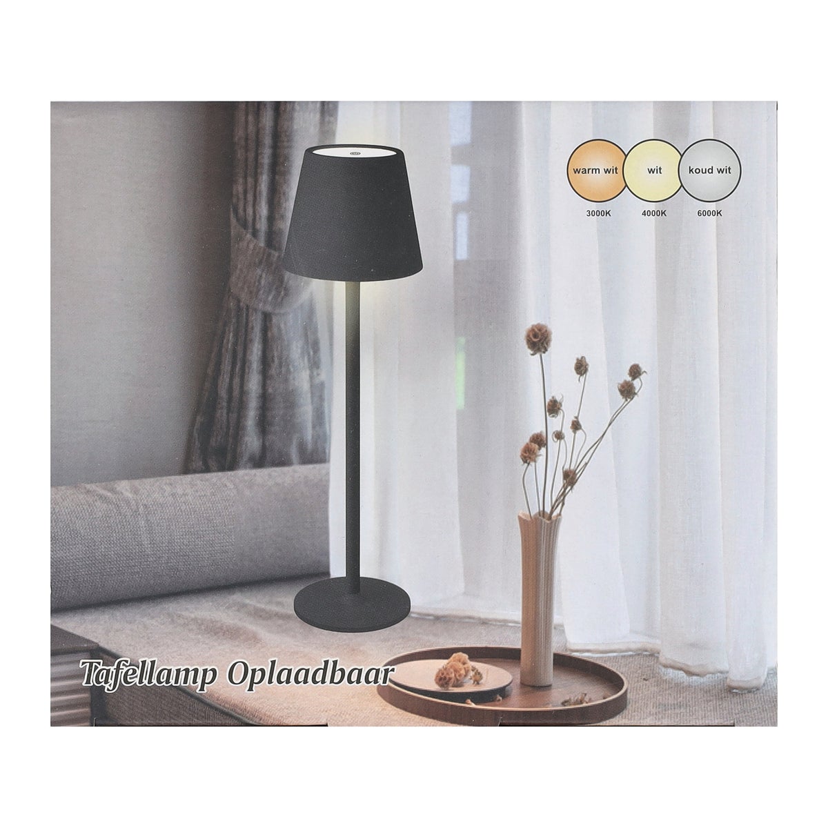 Tafellamp oplaadbaar LED-CCT dim zwart Tafellamp oplaadbaar LED-CCT dim zwart