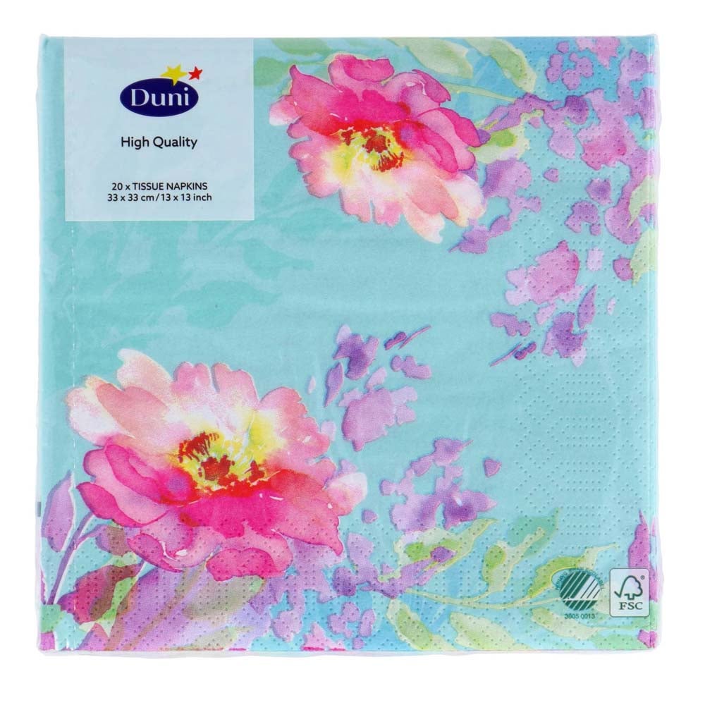 Servet 33 x 33 cm flowy floral 20 stuks Servet 33 x 33 cm flowy floral 20 stuks
