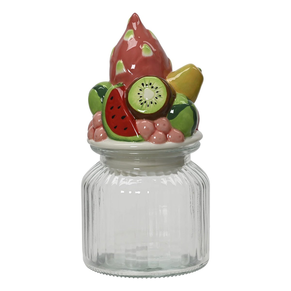 Opbergpot glas fruit 21 cm Opbergpot glas fruit 21 cm