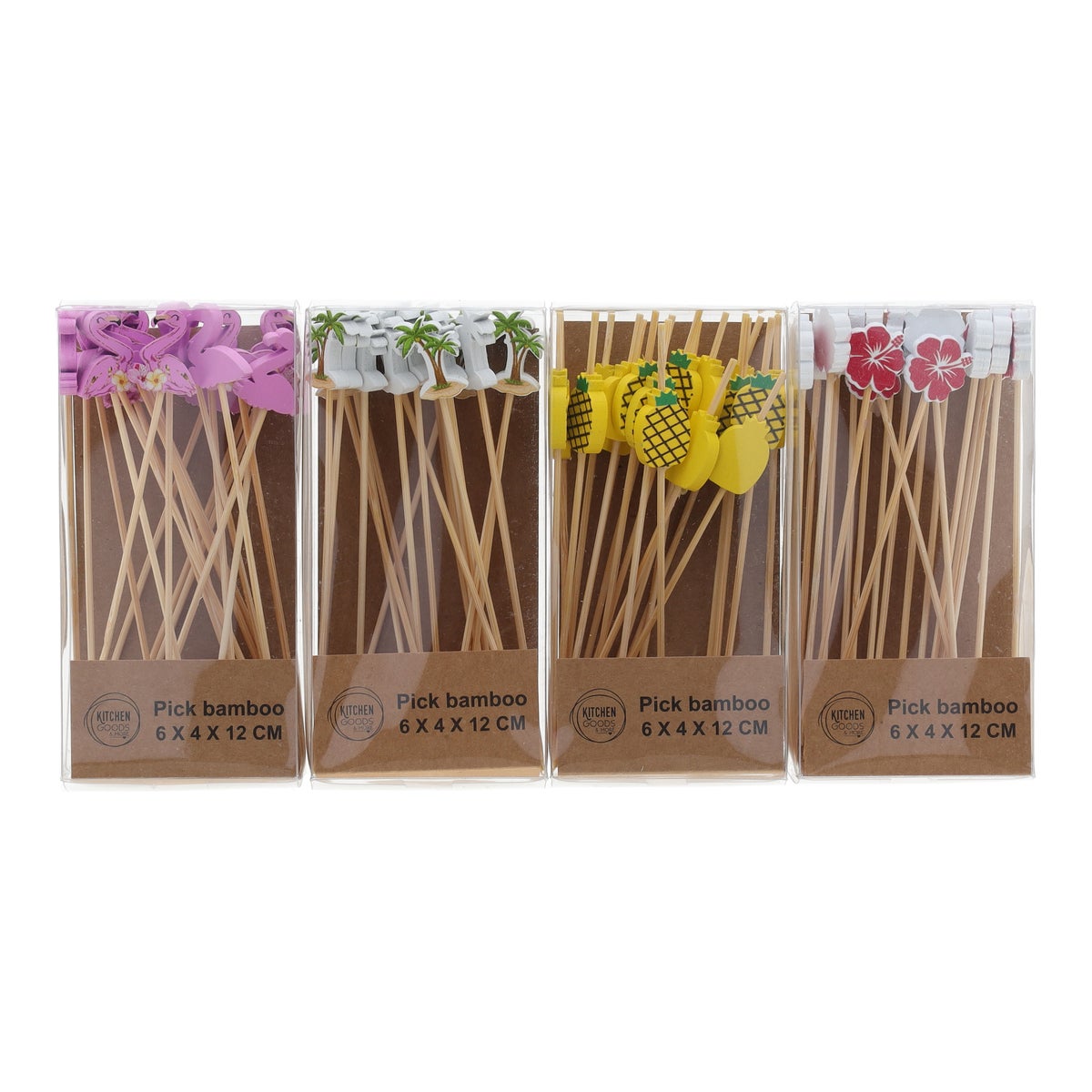 Steker bamboo 6 cm 20 stuks 4 assorti Steker bamboo 6 cm 20 stuks 4 assorti