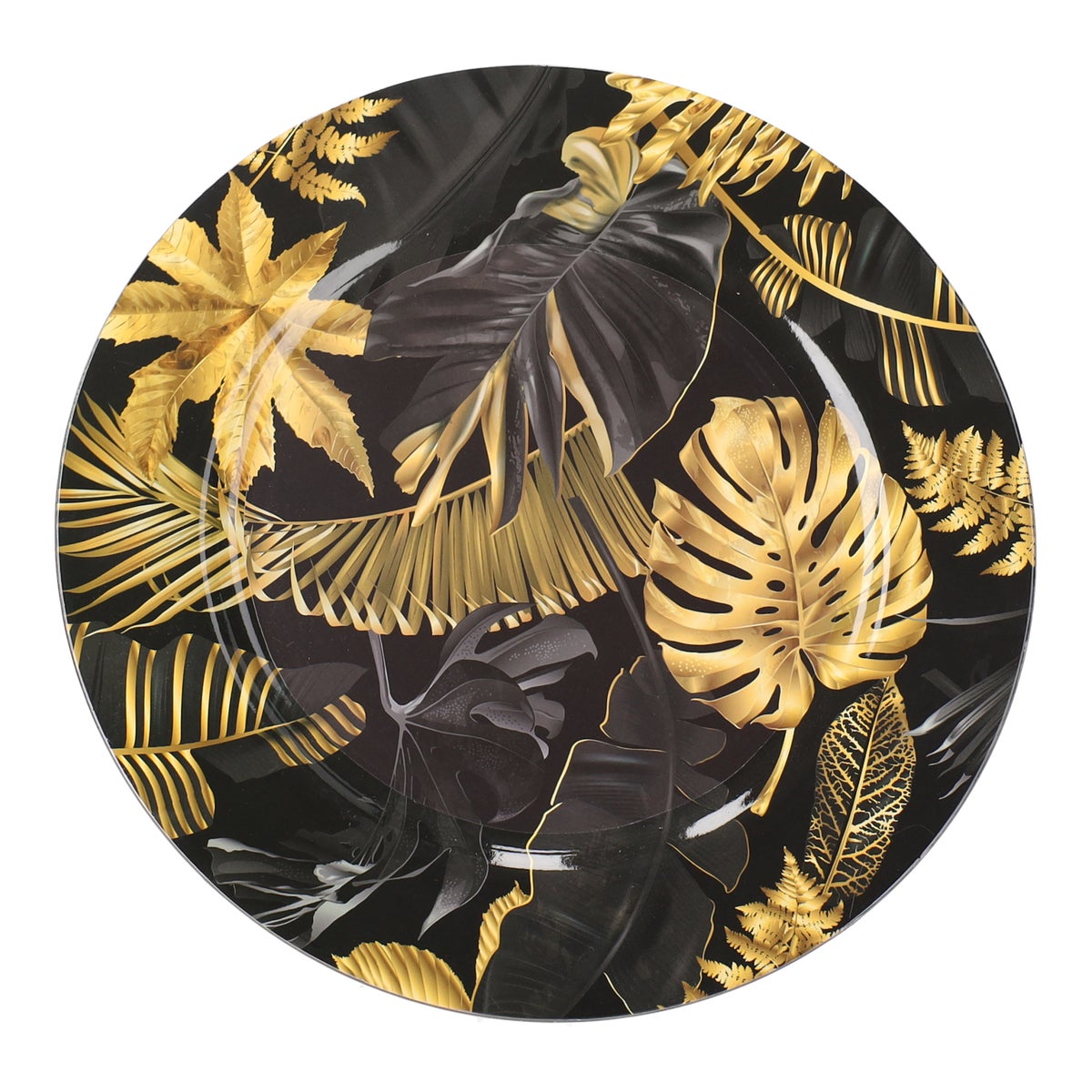 Onderbord 33 cm blad goud zwart Onderbord 33 cm blad goud zwart