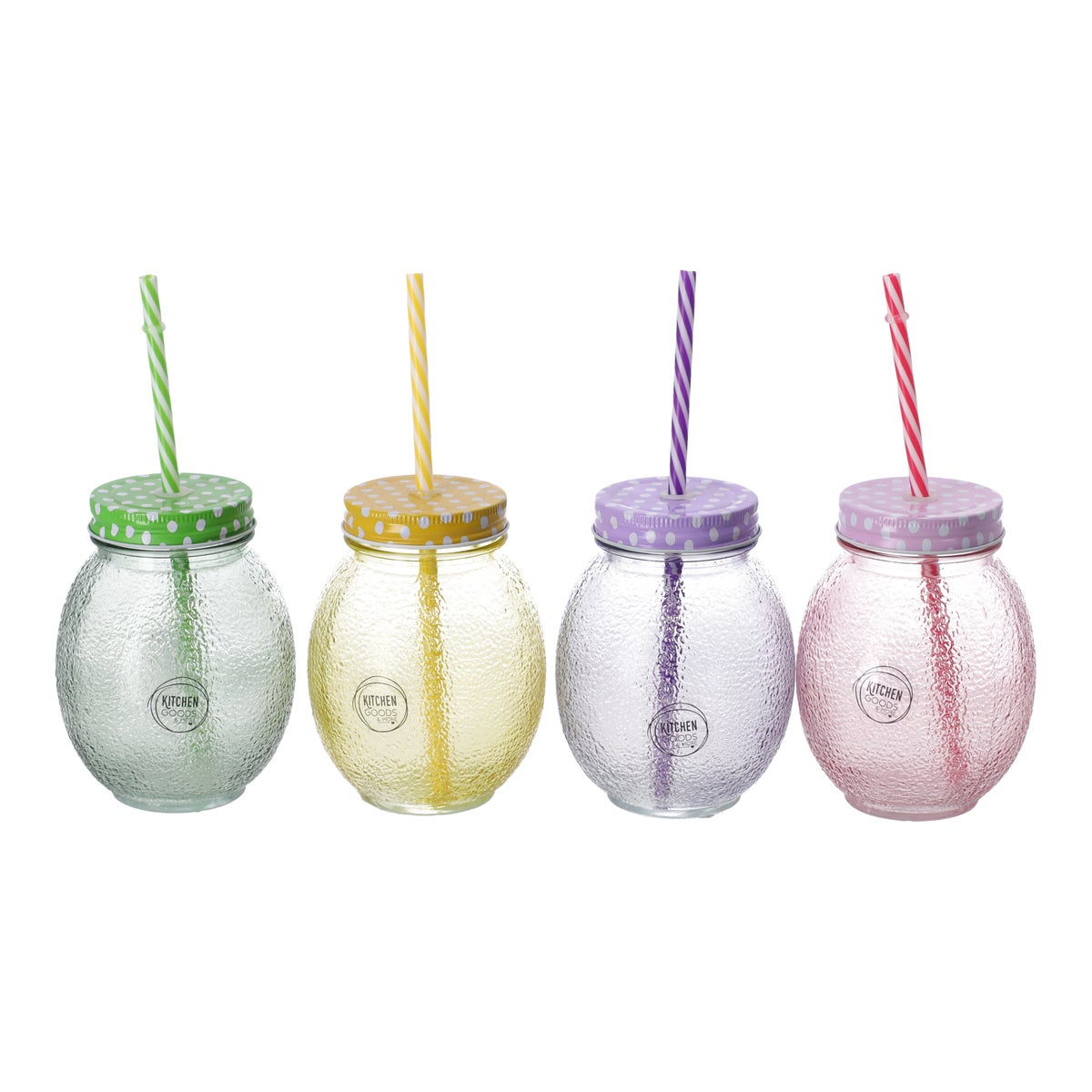 Drinkglas met rietje13 cm 4 assorti Drinkglas met rietje13 cm 4 assorti