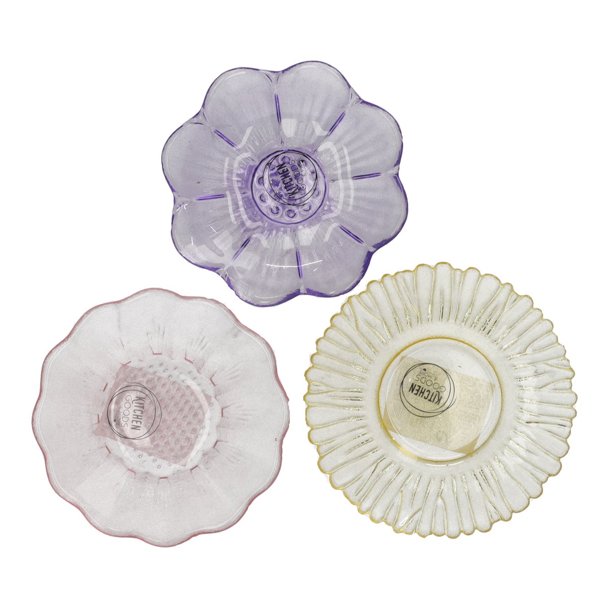 Bord glas bloem 12 cm 3 assorti Bord glas bloem 12 cm 3 assorti