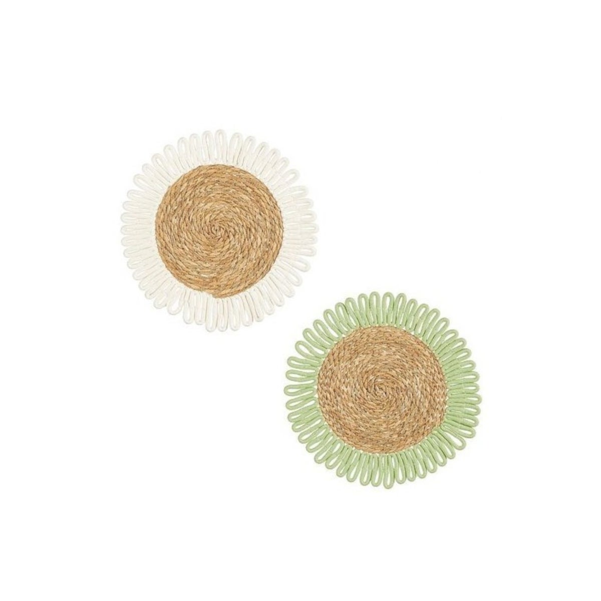 Placemat wit of groen 38 cm 2 assorti Placemat wit of groen 38 cm 2 assorti