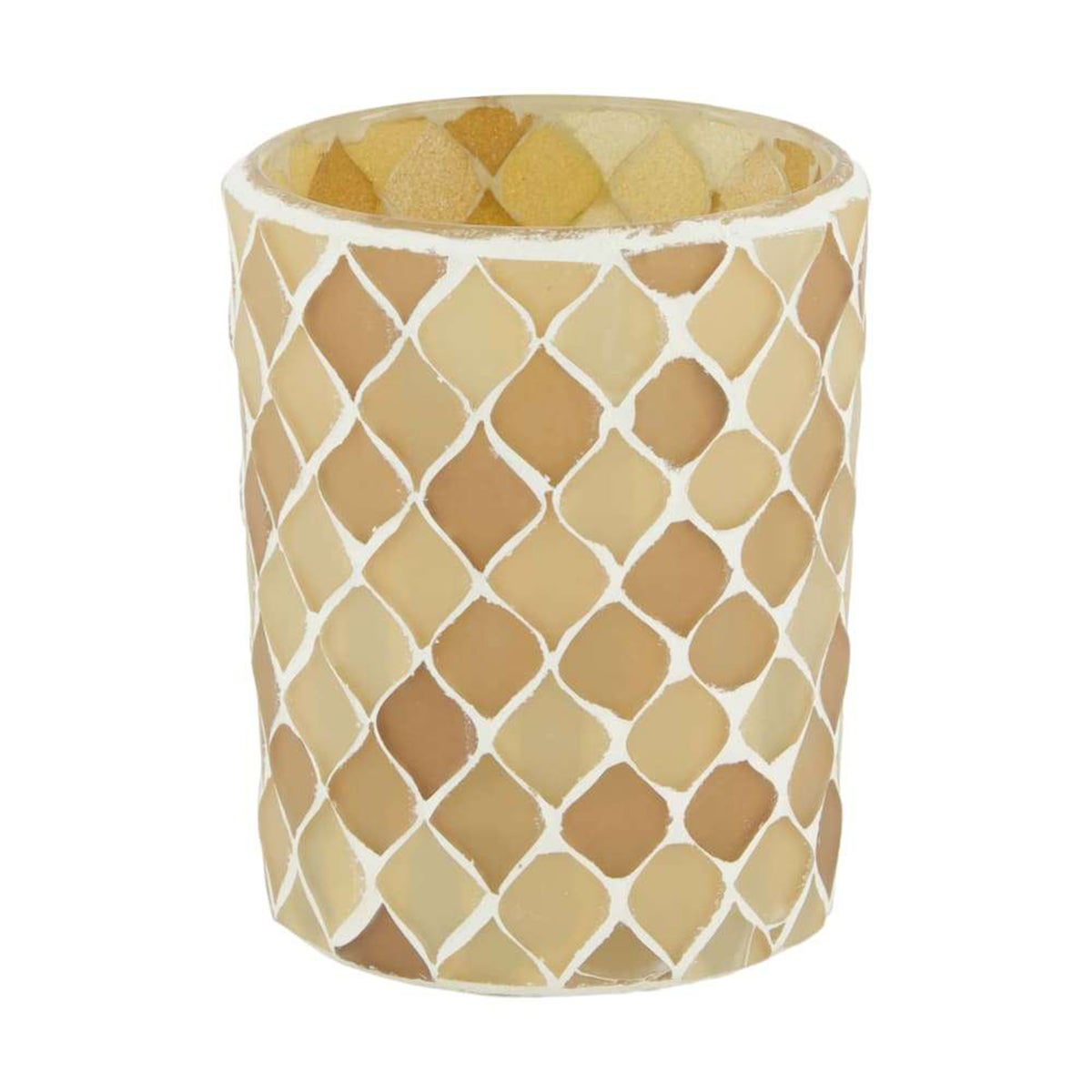 Theelichthouder glas beige 8 x 8 x 10 cm Theelichthouder glas beige 8 x 8 x 10 cm