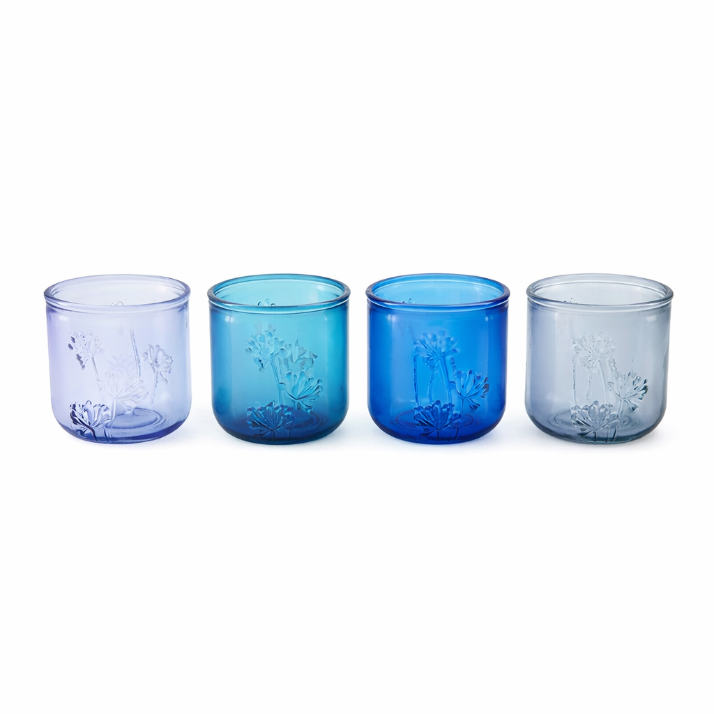 Theelichthouder van gerecycled glas blauw 9 cm Theelichthouder van gerecycled glas blauw 9 cm