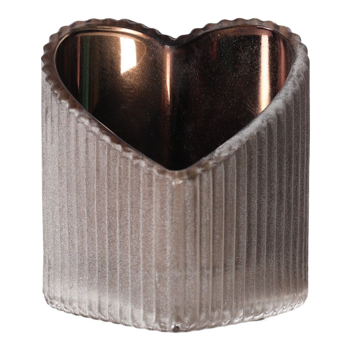 Theelichthouder van glas, hart rustiek 8 cm Theelichthouder van glas, hart rustiek 8 cm