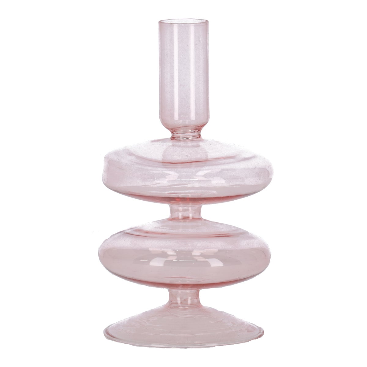 Kaarshouder glas roze 8x16cm Kaarshouder glas roze 8x16cm