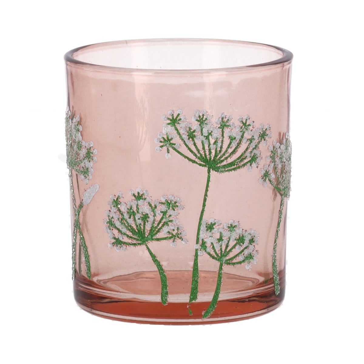 Theelichthouder glas bloemen 8cm Theelichthouder glas bloemen 8cm