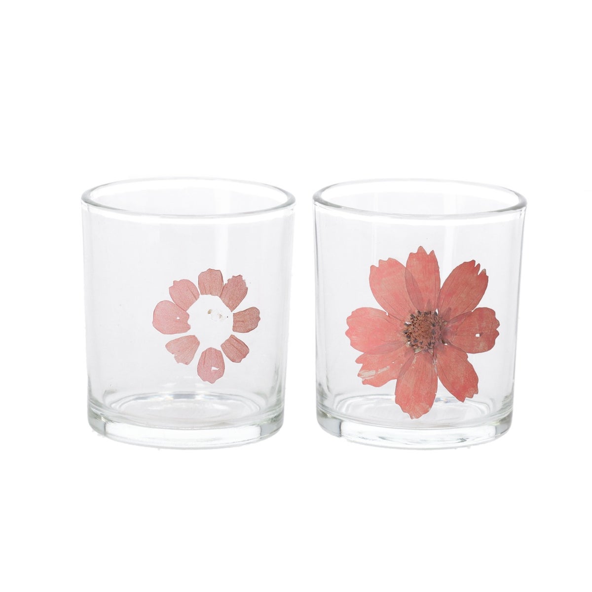 Theelichtouder glas bloem roze 8 cm Theelichtouder glas bloem roze 8 cm