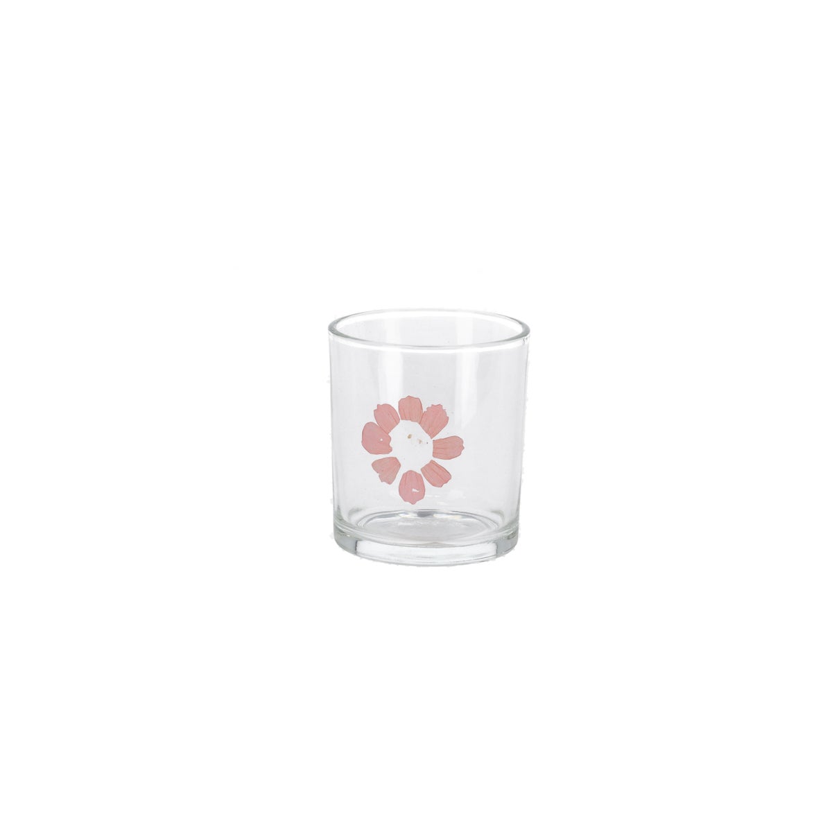 Theelichtouder glas bloem roze 8 cm Theelichtouder glas bloem roze 8 cm