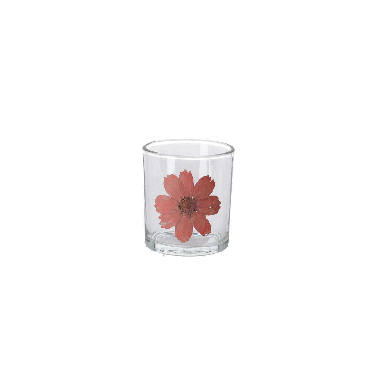 Theelichtouder glas bloem roze 8 cm Theelichtouder glas bloem roze 8 cm