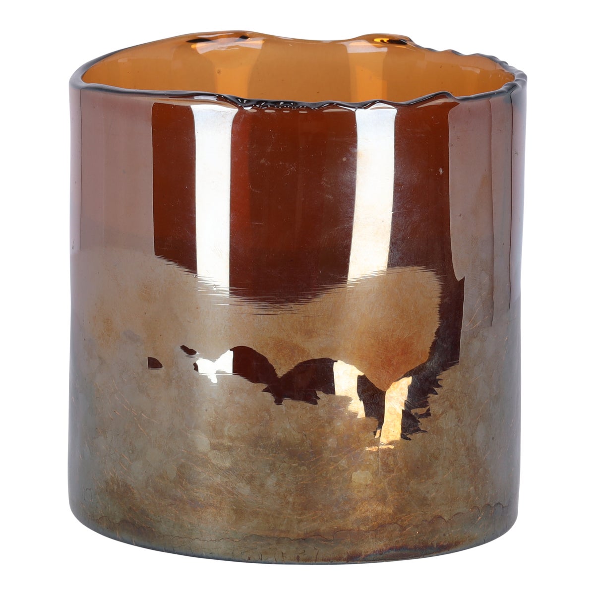 Kaarshouder glas bruin 12 cm Kaarshouder glas bruin 12 cm