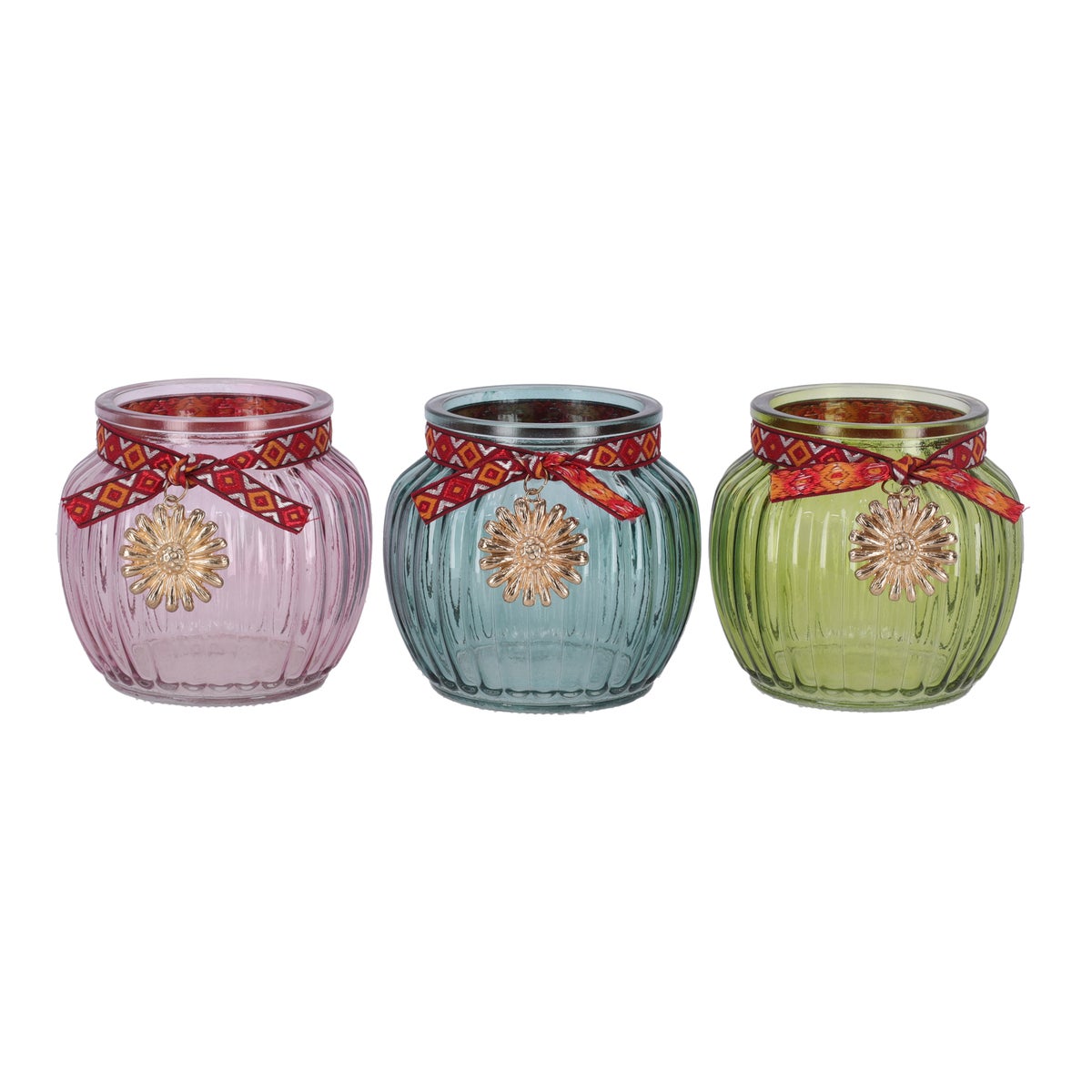 Glazen windlicht 10 cm 4 assorti Glazen windlicht 10 cm 4 assorti