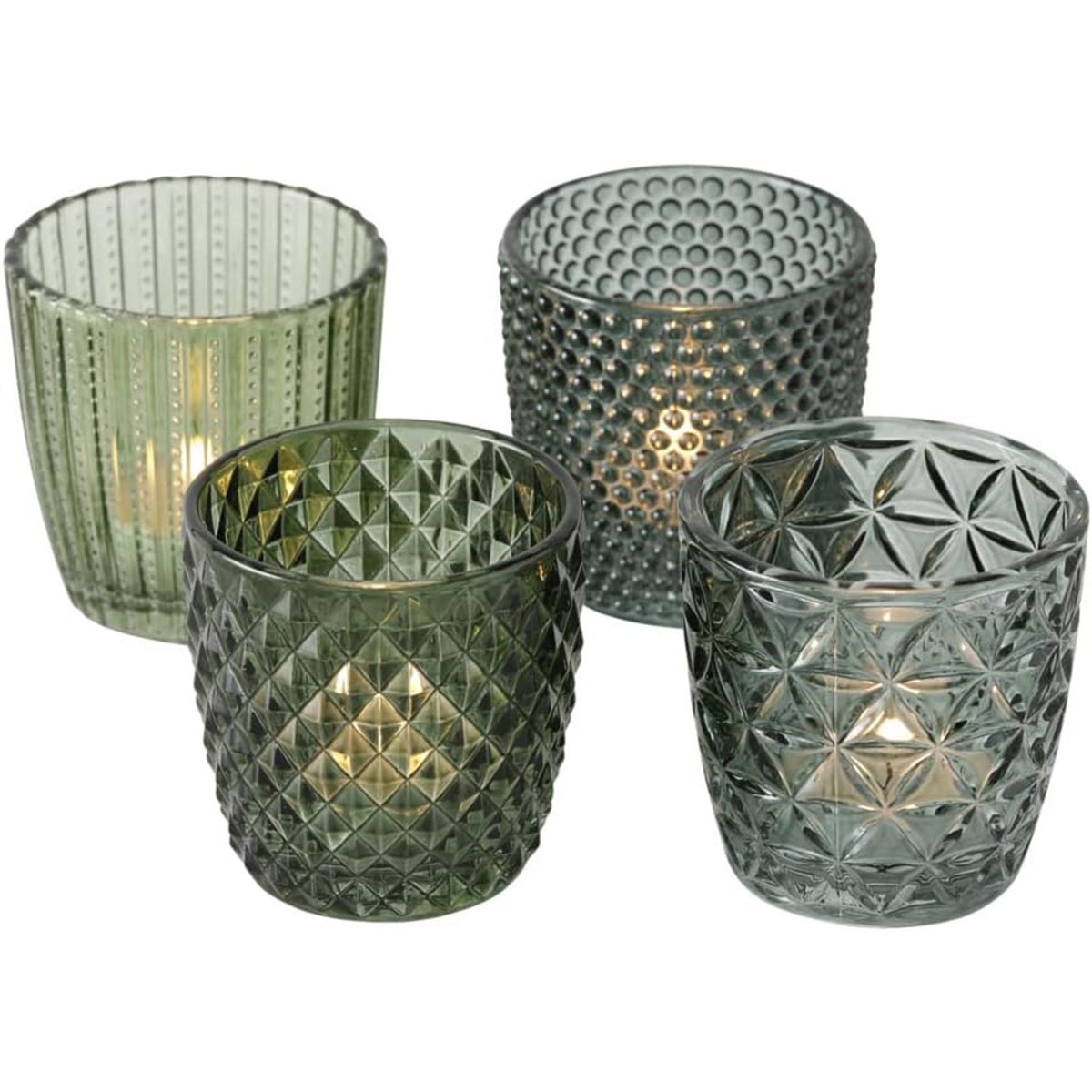Theelichtouder 8 cm 4 stuks groen Theelichtouder 8 cm 4 stuks groen