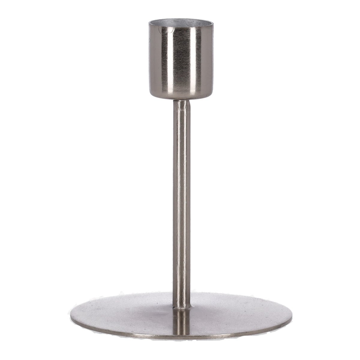 Kaarsenhouder metaal zilver 7 x 7 x 11 cm Kaarsenhouder metaal zilver 7 x 7 x 11 cm