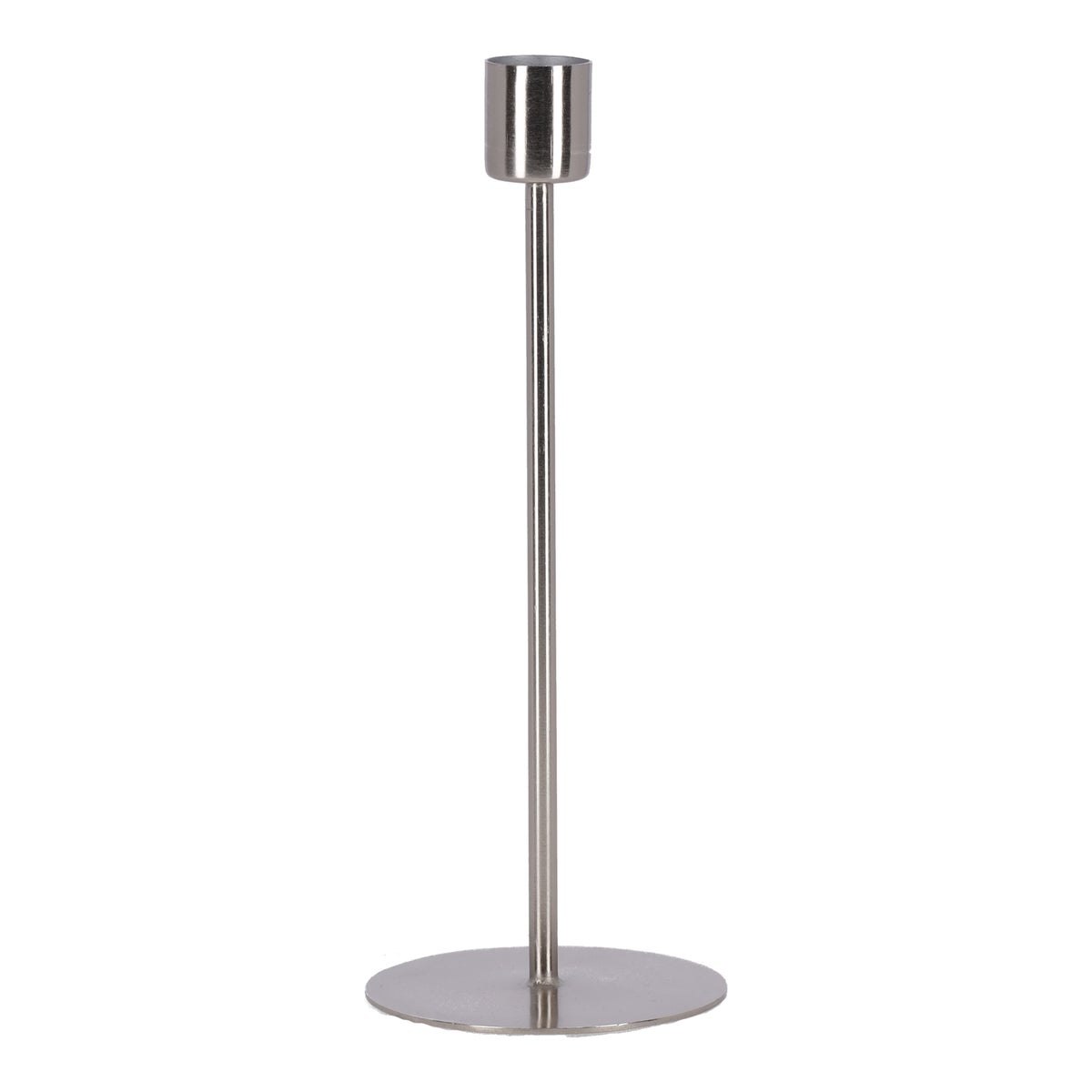 Kaarsenhouder metaal zilver 7x7x21cm Kaarsenhouder metaal zilver 7x7x21cm