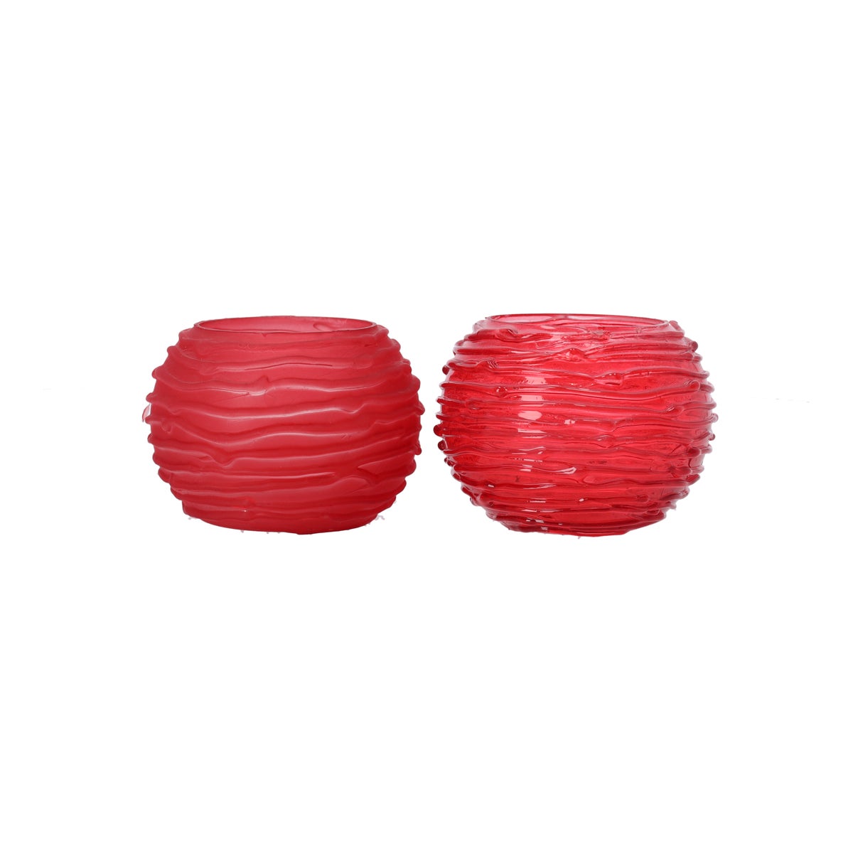 Theelichthouder van glas rood 10x10x8 cm - 2 assorti Theelichthouder van glas rood 10x10x8 cm - 2 assorti